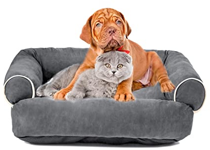 PETCUTE Nid pour Chat Confortable,Coussin Animaux de Compagnie Moyenne Taille,Lavable en Machine,Orthopédique Lit pour Animal de Compagnie,Respirant Lit pour Chien,Panier Chien avec Antidérapant Bas
