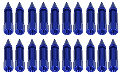 Spike Lug Nuts, 20 Stück Universal M12x1.5 Racing Wheels Felgen Radmuttern 90-mm-Spitzmuttern aus Aluminiumlegierung mit Steckschlüsselzubehör(Blau)