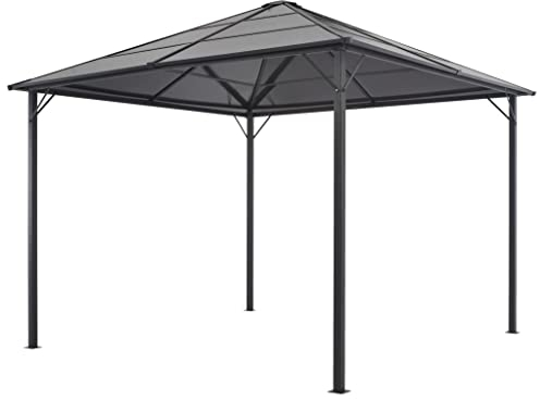 Kstyhome Gartenpavillon mit Dach, Pavillon, Zeltgarage, Bierzelt, Weidezelt, Carport, Lagerzelt Winterfest, Garagenzelt, Partyzelt, Aluminium 3×3 m Schwarz