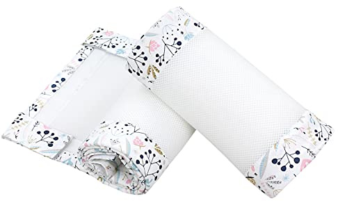 TupTam Bettumrandung Babybett 3D Mesh Nestchen – Gitterstäbe Schutz Netz 2er, Farbe: Vogelbeere, Größe: ca. 128 x 30 cm (für Babybett 140x70)
