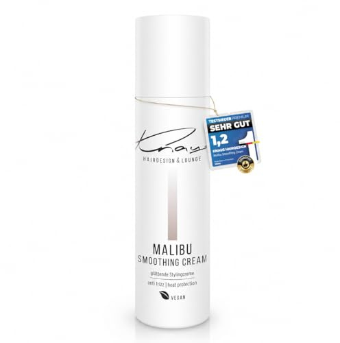 Knaus Malibu Smoothing Cream Friseur 4-in-1 Anti-Frizz Creme mit Hitzeschutz 230 °C für glattes geschmeidiges Haar, Sleek Look Styling Creme mit seidigem Glanz, Salonqualität, vegan 100ml