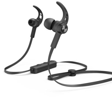 Hama Ecouteurs sans Fil Tour du Cou Freedom Run (Casque Bluetooth Intra-Auriculaires Tour d'oreille avec Micro, 6h d'autonomie, Idéal Sport, Course, Vélo, Gym, Contrôle Vocal) Noir