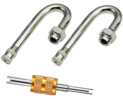 VOTNMIC Dually Valve Stem Extenders,2Pieces 180 Degree Heavey Duty Universal Metal Valve Stem Extensions for for Truck Tires, RV Tires, Motorhome, Coach, Pickup, Motorcycle, Bike, Trailers