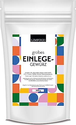 Limfood | 200g Einmachgewürz, Gurkengewürz, leckere Gewürzmischung zum einlegen & einmachen von Gemüse, Gurken, Essiggurken Zwiebel & Paprika