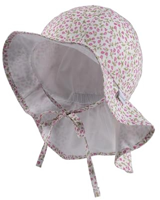 Sterntaler Sonnenhut Millefleurs mit Nackenschutz und Bindeband - Schirmmütze Baby gefüttert mit Batist (Bio) - Sommerhut Mädchen aus Baumwolle mit Größenregulierungsband UV30