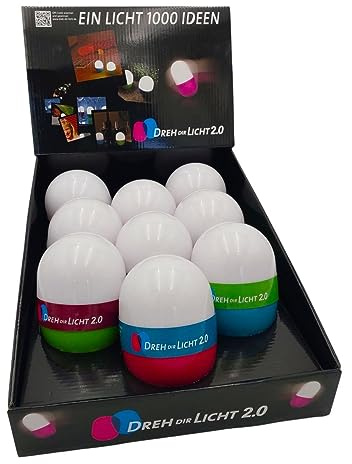 Dreh Dir Licht 2.0 9er Set Nachtlicht LED Campinglampe Batterieleuchte | BURI, Schlummerleuchte, Taschenlampe, Leselampe, batteriebetrieben, Dämmerungssensor, vielseitig, kompakt, Beleuchtung