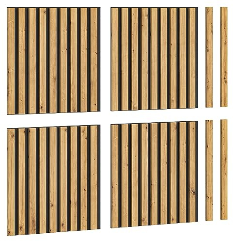 xonox.home Akustikpaneel Silence Wandpaneel Wandverkleidung Lamellenverkleidung Akustikpaneel in Artisan Eiche Nb., ca. 40x40x2 cm 4er Set