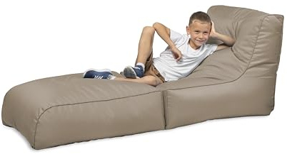chilly pilley® per sedersi e sdraiarsi 2 in 1 - con imbottitura in EPS - poltrona a sacco gigante - bambini e adulti - cuscino per poltrona da esterno - diversi colori, cappuccino