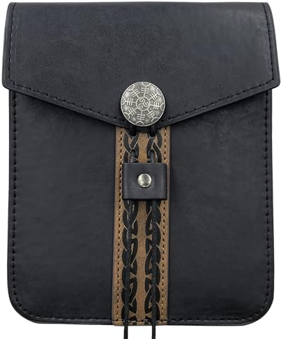 HiiFeuer Vintage Mittelalter Kunstleder Gürteltasche Retro Mittelalter Gürteltasche Hüfttasche Tragbare Seitentasche für LARP Ren Faire