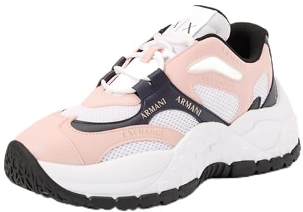 Armani Exchange Zapatillas Vedder para Mujer, Suela Gruesa, con Logotipo, Rose D Blue Op White, 37.5 EU
