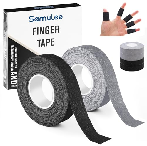 Samulee 4 Rouleaux de Finger Tape, 1,5cm de Large Boulder Tape, Ruban Escalade, Ruban Adhésif Doigt pour Bouldering Basketball Tennis Volleyball Handball Musculation (Noir + Gris)