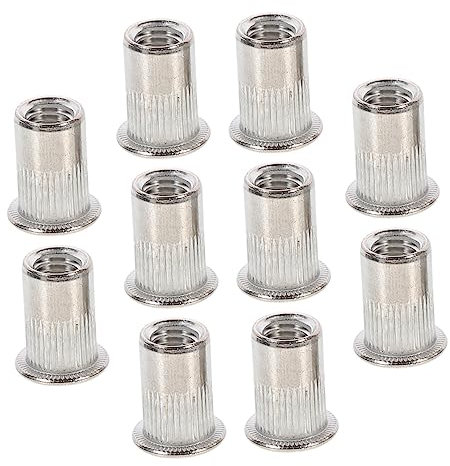 GLEAVI 10St Blindnietmutter Radmuttern aus Edelstahl Flachkopfmuttern-Sortiment stainless steel inoxlm Nuss-Sortiment Einlegemutter mit flachem Kopf vertikale Streifen Nieten