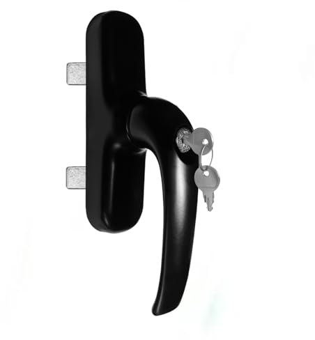 Sivenci - Manilla con Cerradura | Cremona Serie Europea con Llave | Manilla Reversible Apertura Interior 2 Palas | Derecha | Lacado Negro