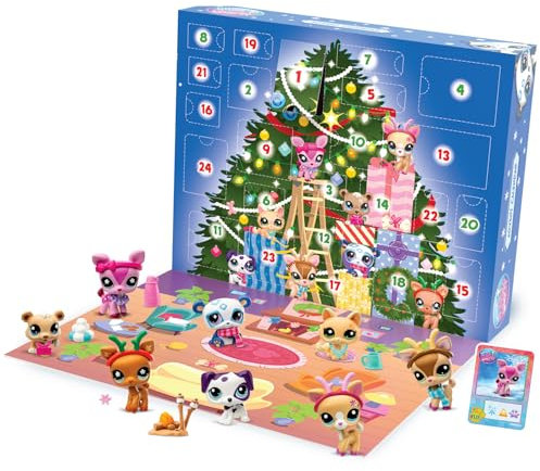 Littlest Pet Shop - Calendario de Adviento de Pet Shop - 8 Pet Shop y 16 accesorios - Calendario 24 días de Navidad - Minifiguras de animales - Juguete para niños a partir de 4 años - BF00609