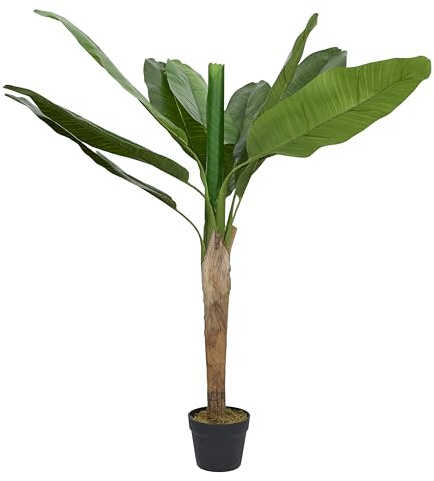 HOME DECO FACTORY - HD0455 Plante Artificielle Bananier 120 cm - Décoration Intérieure Tropicale - Feuilles Vertes - Élément Central pour Salon ou Bureau - Vert 120 cm