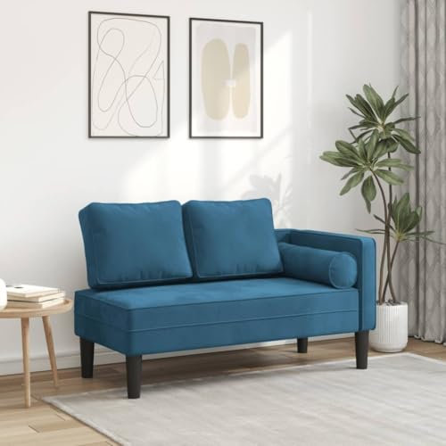 Somanki Chaiselongue mit Kissen Blau Samt, Relaxliege Wohnzimmer, Relaxsessel, Lesesessel, Ruhesessel, Bettsofa - 4007570