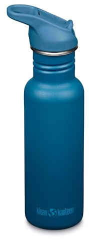 Klean Kanteen Fahrrad Trinkflaschen Classic Narrow (Flip Sport) mit Trinkverschluss aus Edelstahl in der Farbe Blau mit einem Volumen von 532 ml, 1011188
