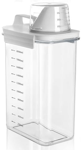 pangdapengpeng 2300 ml Luftdichter Waschmittelspender mit Messbecher, Waschmittel Aufbewahrung, Laundry Powder Box, Waschmittelbox für Pulver, Hundefutter, Food Container (2300ML)