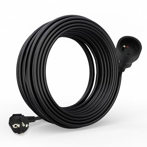 Waytex 51022 Prolongateur électrique Longueur 10,00m, Câble 3x1.5mm2, Prises 16A Europe 2P+T avec Sécurité Enfant, certifié CE NF, Noire