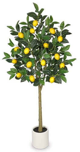 Oairse konstgjorda växter stor citronträd 120 cm konstgjord växt konstgjord växt konstgjord blomma inredning konst växt som äkta i kruka för bordsdekoration, kontor, badrum, sovrum, vardagsrum