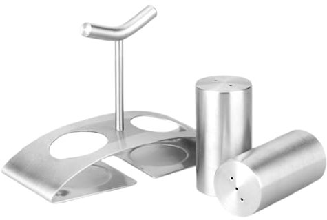 Coctelera de sal y pimienta, botella coctelera de pimienta de sal, botella de agitador de especias, botella de metal -Dedge Shaker -Soporte y coctelera perforada, base no deslizante, utensilio de