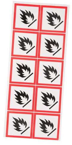 Angoily Etiqueta Autoadhesiva De Advertencia Para Líquidos Inflamables, Tamaño 5x5 Cm, Material Pvc Resistente Al Desgaste, Señal De Precaución Para Fábricas y Lugares Públicos, Paquete De 10 Unidades