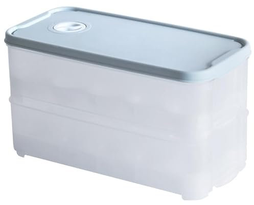 PIQIUQIU Huevera apilable para frigorífico y transporte, 20 huevos, 2 capas, 24,5 x 13,2 x 12 cm, plástico con tapa, apto para lavavajillas (tapa de colores aleatorios)