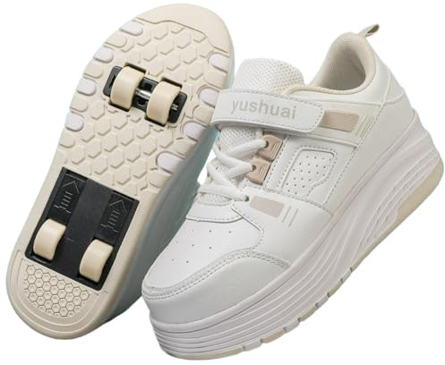 LIWLLIUA Schuhe mit Rollen für Mädchen Jungen, Rollschuhe Schuhe mit 4 Rollen Versenkbarer, Turnschuhe 2-in-1 Turnschuhe Skateboardschuhe Größen 30-40 EU