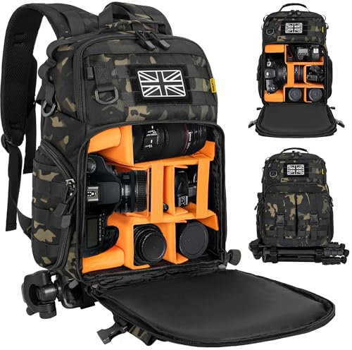 Zaino per fotocamera con scomparto per laptop da 15,6 pollici, borsa per fotocamera impermeabile, resistente borsa per fotografia DSLR/SLR, compatibile con droni Canon, Nikon, DJI, inserto imbottito