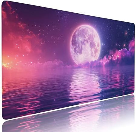 Tappetino Mouse Gaming xxl Accessori Scrivania Ufficio Viola Luna Grande Tappetino Mouse e Tastiera Sottomano da Scrivania, Gaming Accessori pc 1200x600x3mm Base Antiscivolo, per PC Laptop d-997