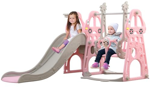 Rutsche Indoor ab 1 2 3 4 5 Jahr, 4-in-1-Kleinkindspielplatz mit Schaukel, Baby Rutsche Kinderzimmer, Gartenrutsche für Kleinkin für drinnen und draußen, Jungen und Mädchen (Klassisch+Blau)