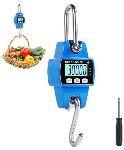 EFUTURETIME Hängewaage Digital 300KG Kranwaage Aluminium Blau | Präzision und Portabilität, Wildwaage, Hakenwaage für Jagd, Angeln, Bauernhof, Fabrik, Wharf-Wiegen, Stahlrohstoffe