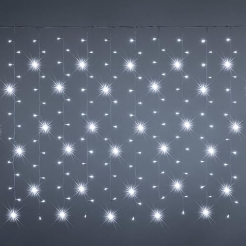 Generico Tenda luminosa natalizia a LED luci di Natale lineari con scintillii flash bianco freddo intermittenti ideale per balconi, pareti e tettoie e facciate (Luce fredda, 6x0.8 Mt)