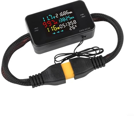 FACAIIO DC Power Meter, Battery Load Tester with Color LCD and ABS Case for Solar Systems EV Charging Station Voltage Current Power Energy Measurement(for XT-90-35A)