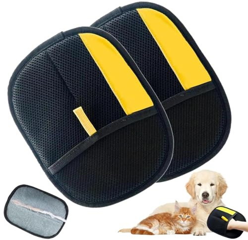 FASTOON 2 PCS Pet Hair Removal Glove, Pets Grooming Gloves, Magic Brush Pet Hair, Hairs Remover Glove, Dog Cleaning Gloves