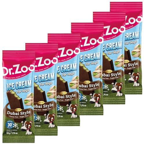 Schecker Helado Lot de 6 friandises à mâcher pour chien - Glace Dubai Style - 30 minutes de refroidissement ou de congélation - Glace pour chien sans sucre ajouté - 50 g
