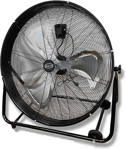 PowerStar 60CM-24 Industrial Drum Fan Commercial High Velocity Barrel Fan Black Powder Coated with 3 speed setting Regulator/ 220-240 volts