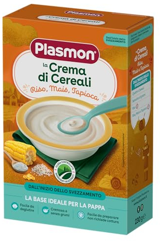 Plasmon Crema di Cereali Riso, Mais e Tapiocca 230g Con Ingredienti selezionati, La base ideale per la pappa