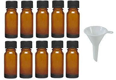 Viva-Haushaltswaren Gabriele Hesse e.K. 10 Tropfflaschen/Apothekerflaschen in Braunglas 10 ml inkl. Tropfeinsatz