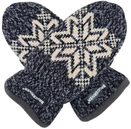 BRUCERIVER Damen Strickhandschuhe Schneeflocke | Warme Fleecefütterung