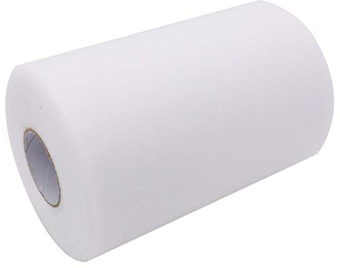 BITFLY 6 Inch x 91.4m (300FT) Tulle Roll Spool Crochet Tube Top Tutu Party Wraping Crafts Bridal Bow Skirt Dress Wedding Decor Sewing Crafts Fabric Party Decoration Bow Ribbon Table Sashes