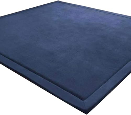 LEHOUR Verdickung Korallen Samt Teppich Kinder Krabbeldecke Weiche Tatami Teppiche Kinder rutschfeste Vergrößern Spielmatte (Dunkelblau, 200 * 200CM)