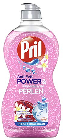 Pril Anti-Fett Power & mineralische Perlen Granatapfel & Orangenblüte Handgeschirrspülmittel, 10er Pack(10 x 450 milliliters)