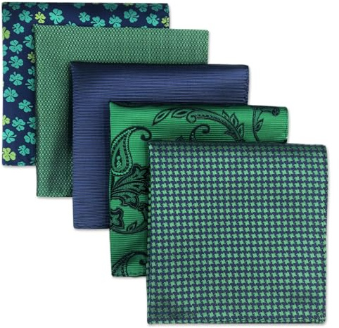 Shlax&Wing 5 Pieces Assorted Mens Pocket Square Handkerchiefs Set Lot, Set41, Set41