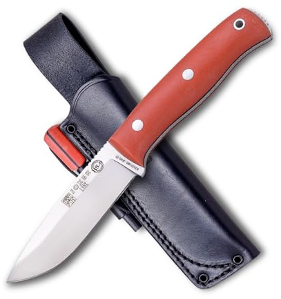Joker Cuchillo Bushcraft Lynx CN111-P mango Micarta Canvas Naranja, hoja de 10,5 cm, funda piel color negro, Herramienta de pesca, caza, camping y senderismo