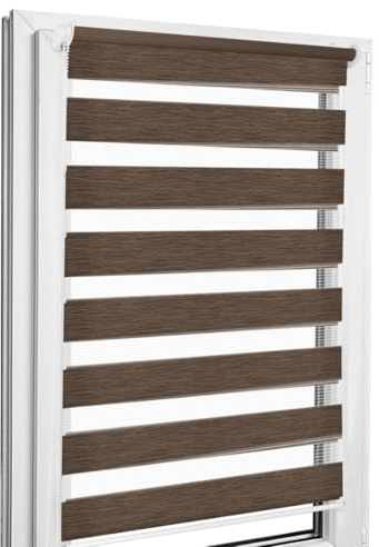 Home-Vision® DuoRollo Klemmfix, Doppelrollo ohne Bohren mit Klämmträgern, DuoRollos für Fenster und Türen (Holzlook Braun, B45cm x H220cm)