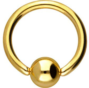 PIERCINGLINE Chirurgenstahl Klemmkugelring BCR Piercing Lippe Ohr Tragus Helix goldfarben 4 x 1,6 x 7 mm