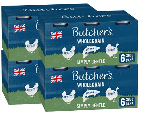 Butcher's Simply Gentle Wholegrain Recipes Wet Dog Food Tin Cans Variety Pack, 9.36 kg (24 x 390 g)