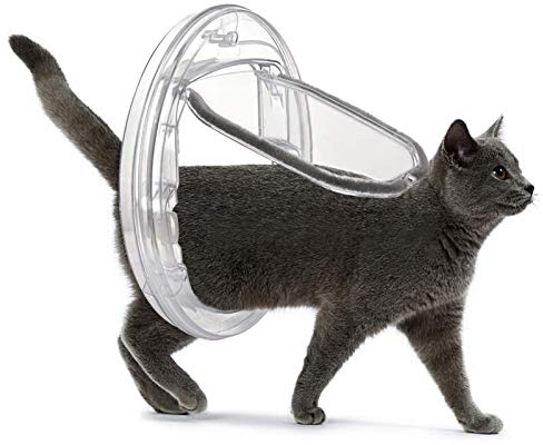 Katzenklappen Hua Haustiertür/Katzenklappe, 4-Wege-Verriegelungsstillpinsel, Transparente Klappentür Für Metalltür Und Fenster, PC-runde Glastür