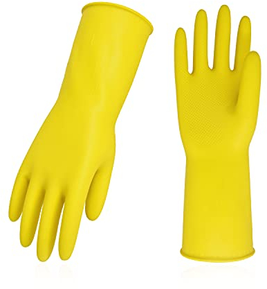 Vgo... 10 paia Guanti Pulizia Riutilizzabili Casa per Lavaggio Piatti, Guanti da Cucina Lavapiatti in Gomma, Spessore Extra a Maniche Lunghe(XL,Giallo 10 paia)